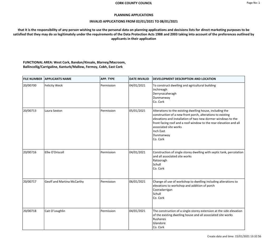 Report Weekly Lists Invalid Applications