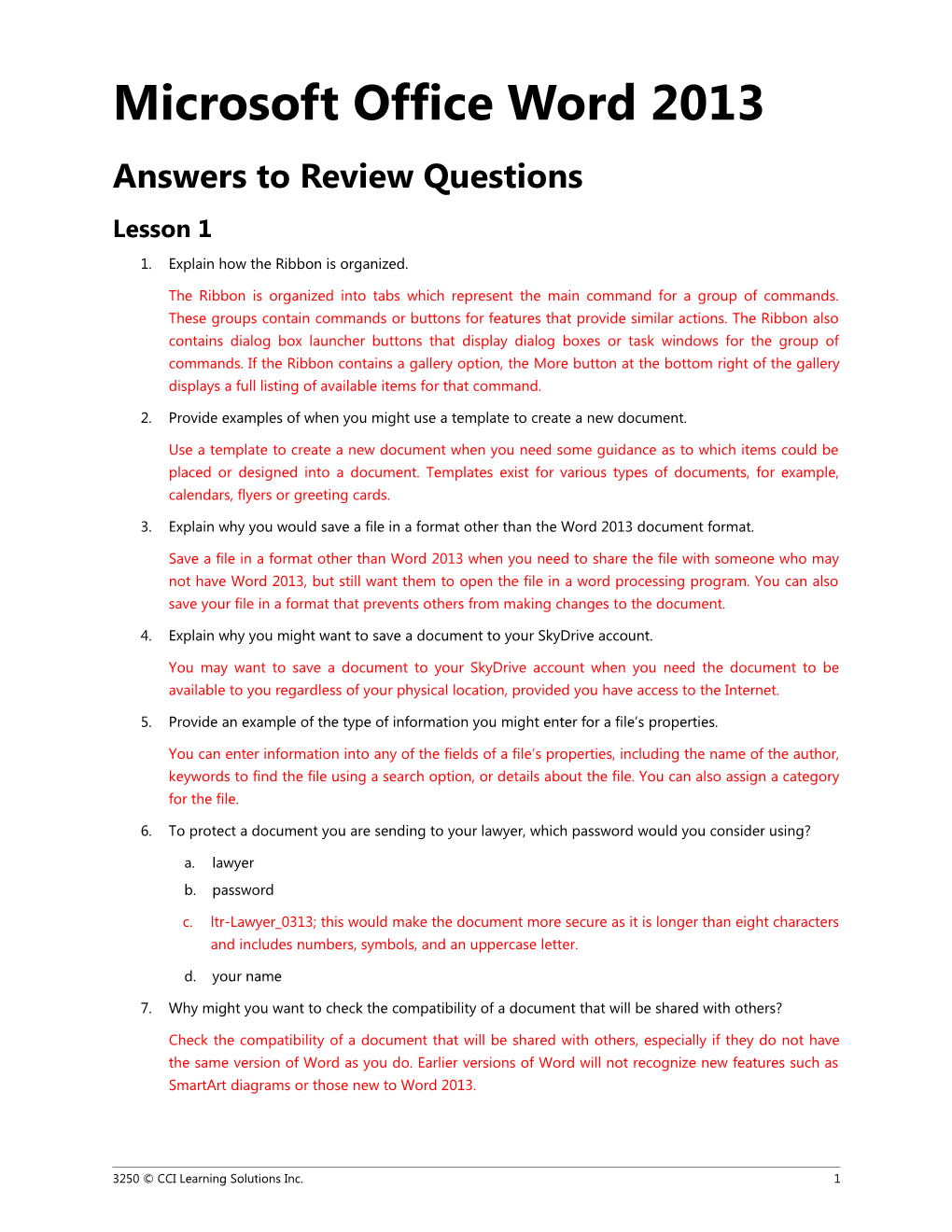 Review Questions Answer Key