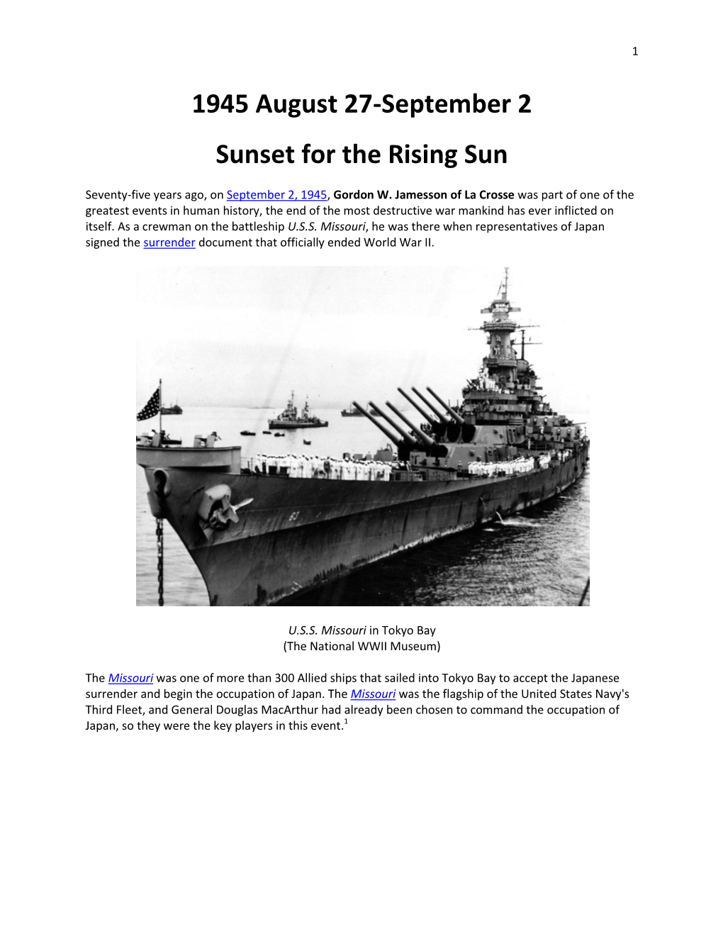 1945 August 27-September 2 Sunset for the Rising