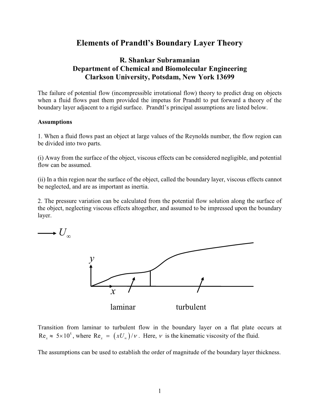 Elements of Prandtl's Boundary Layer Theory