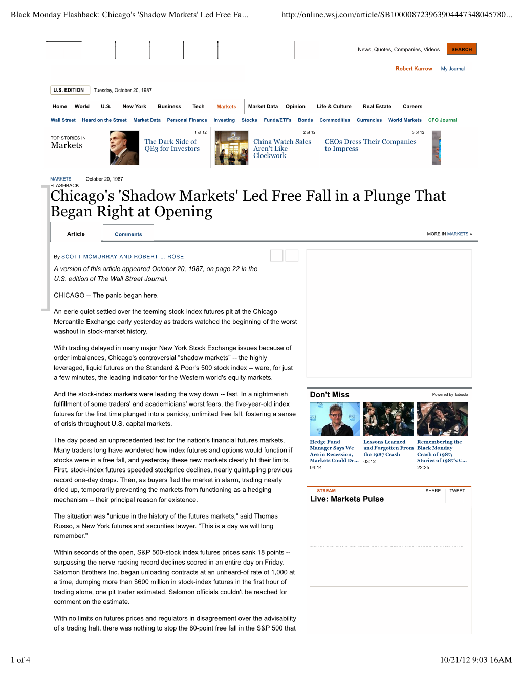 Black Monday Flashback: Chicago's 'Shadow Markets' Led Free Fall