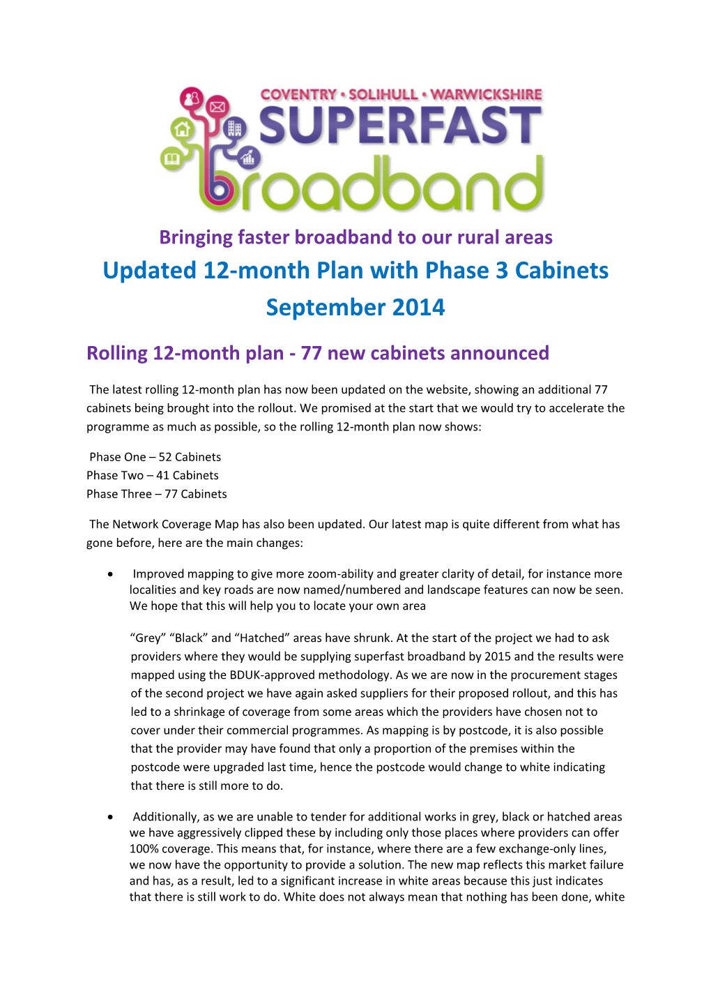 Updated 12-Month Plan with Phase 3 Cabinets September 2014