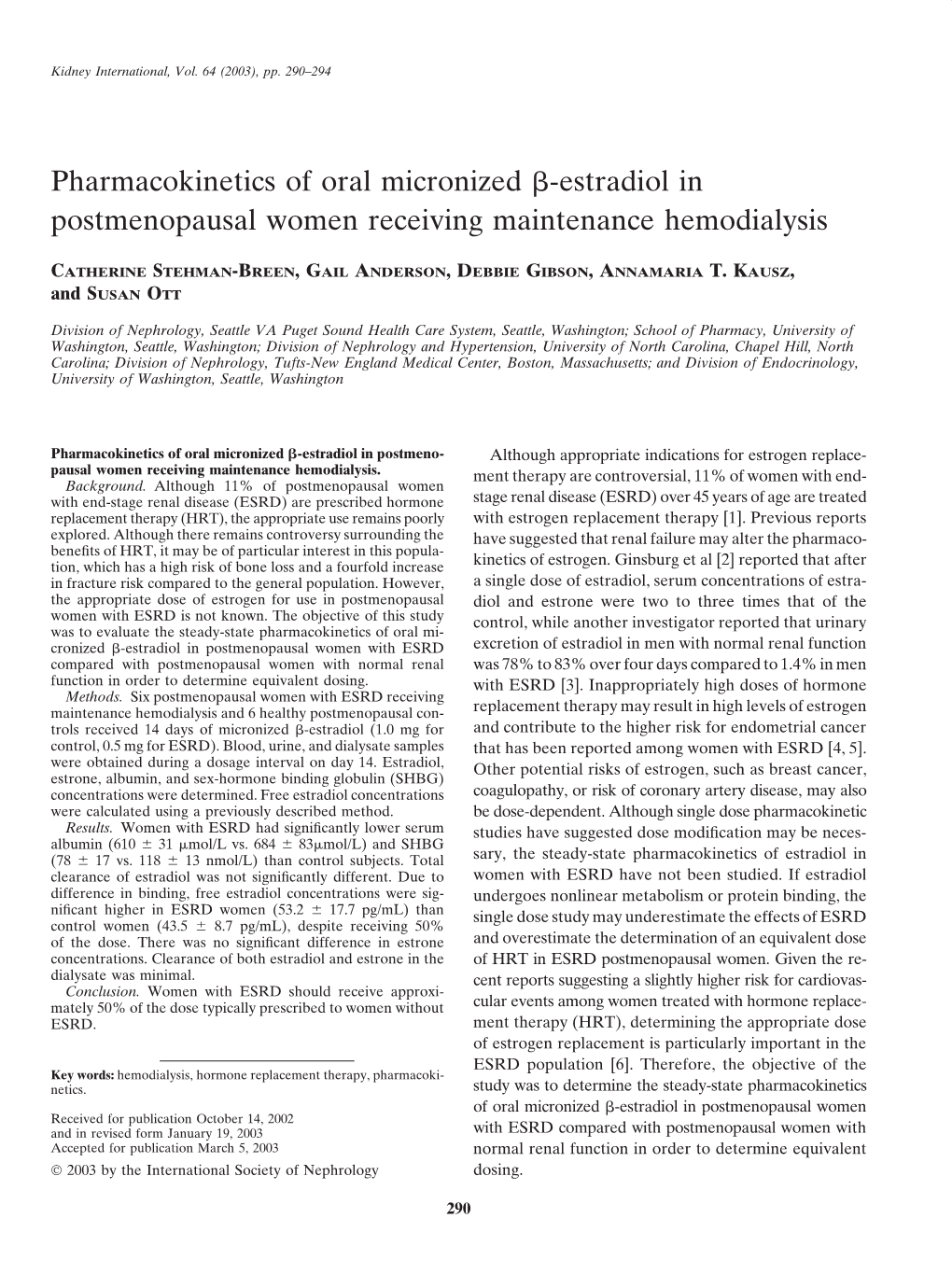 Pharmacokinetics of Oral Micronized Β-Estradiol in Postmenopausal