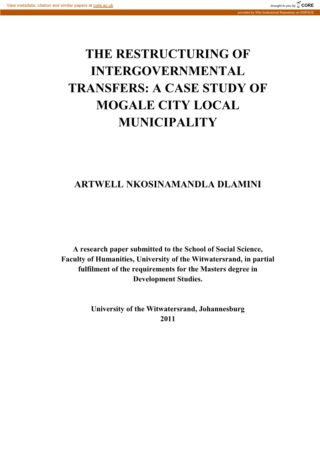 A Case Study of Mogale City Local Municipality