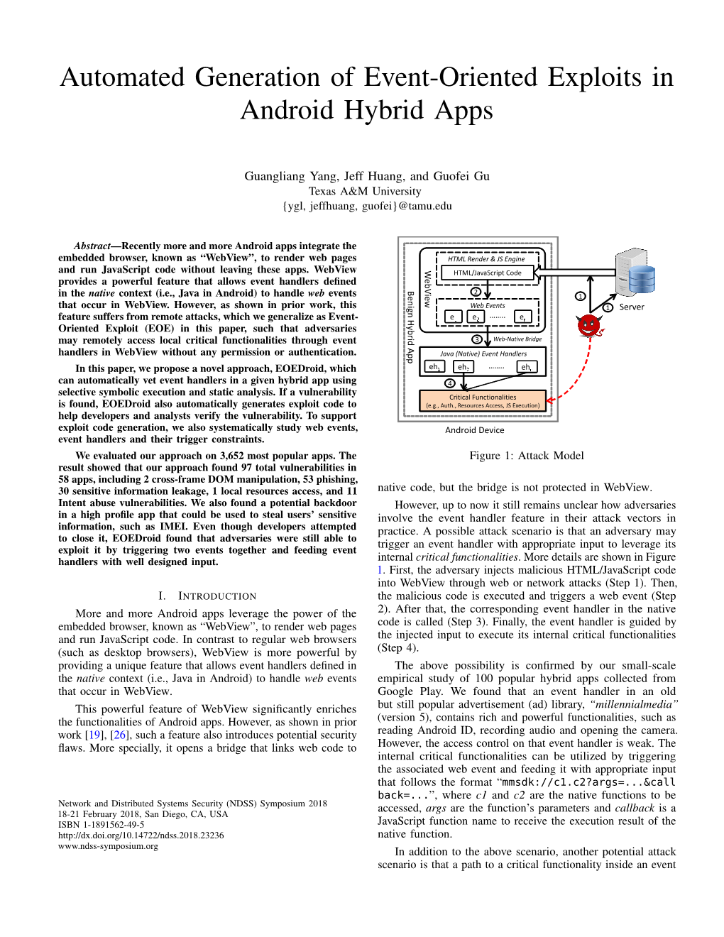 Automated Generation of Event-Oriented Exploits in Android Hybrid Apps