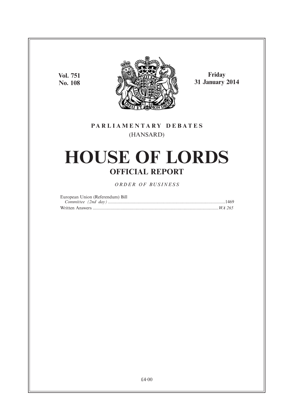 House of Lords Official Report