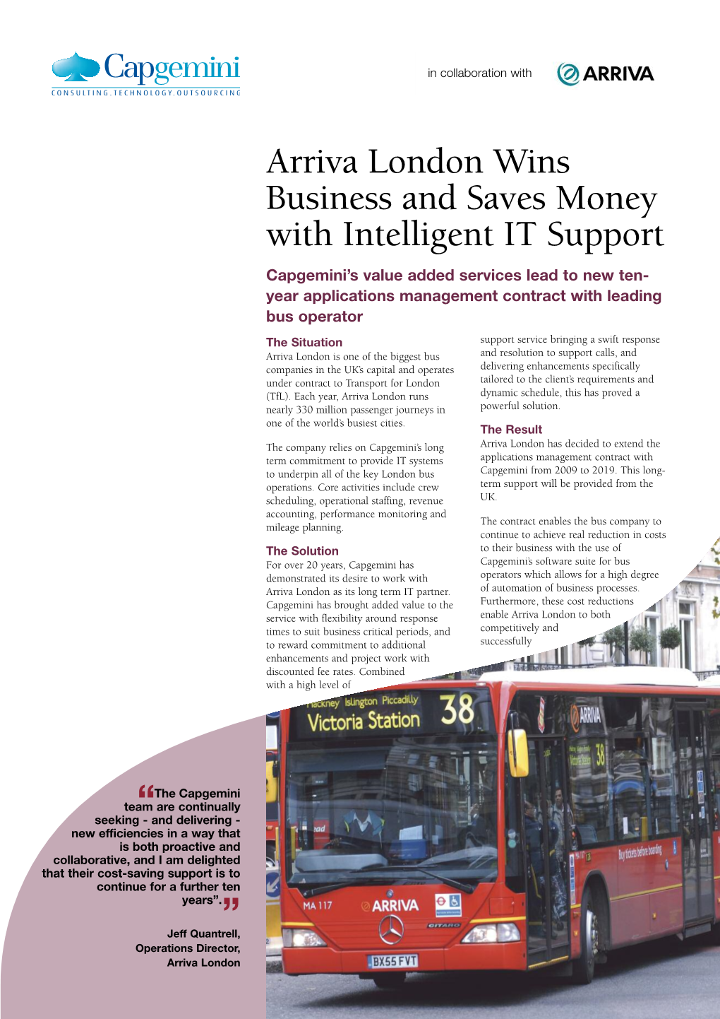 Arriva London Wins Business and Saves Money with Intelligent IT