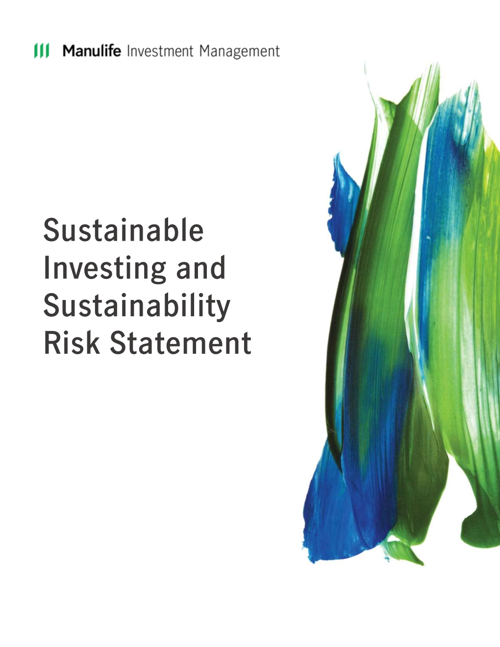 Sustainable Investing and Sustainability Risk Statement