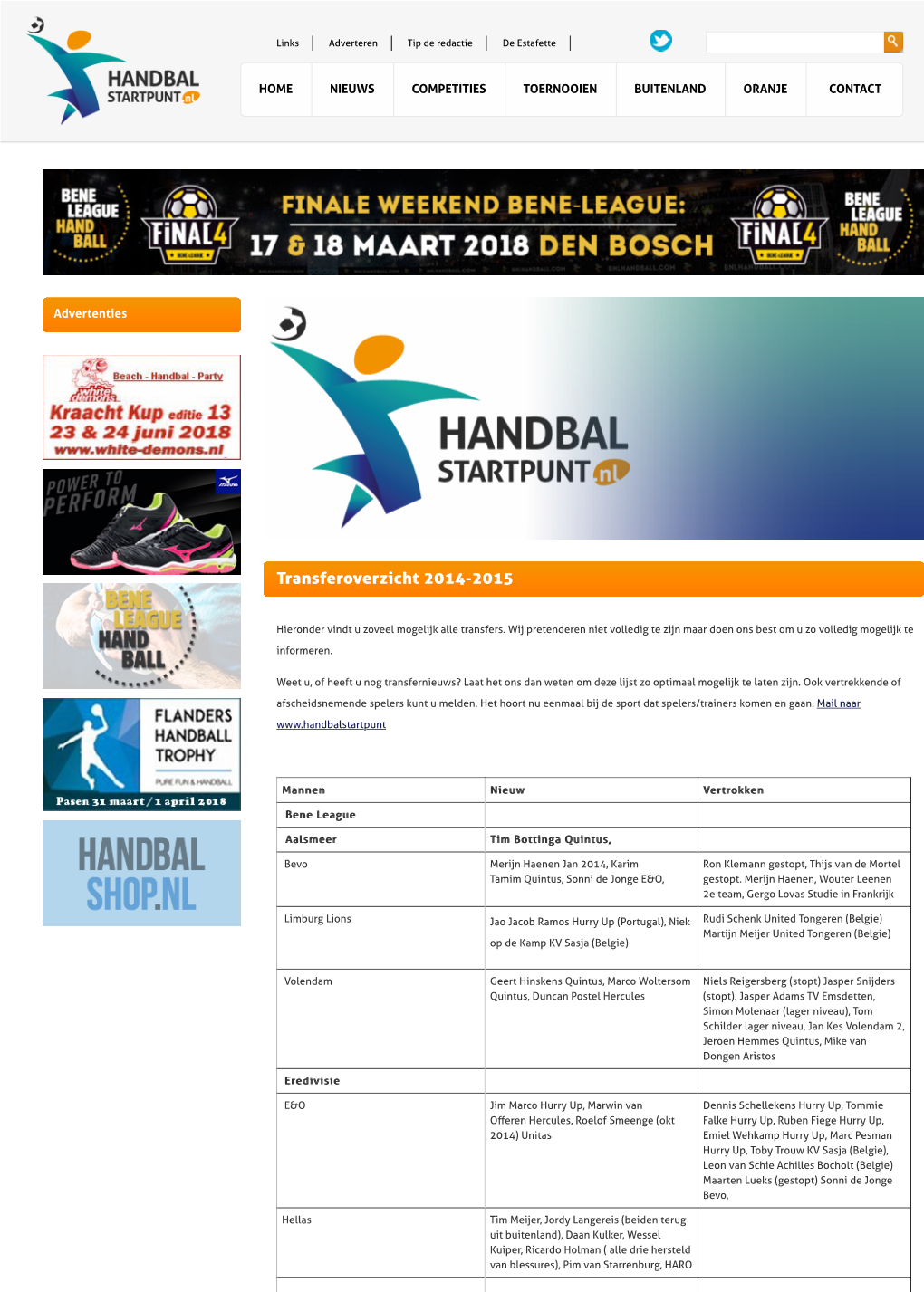 Transferoverzicht 2014-2015