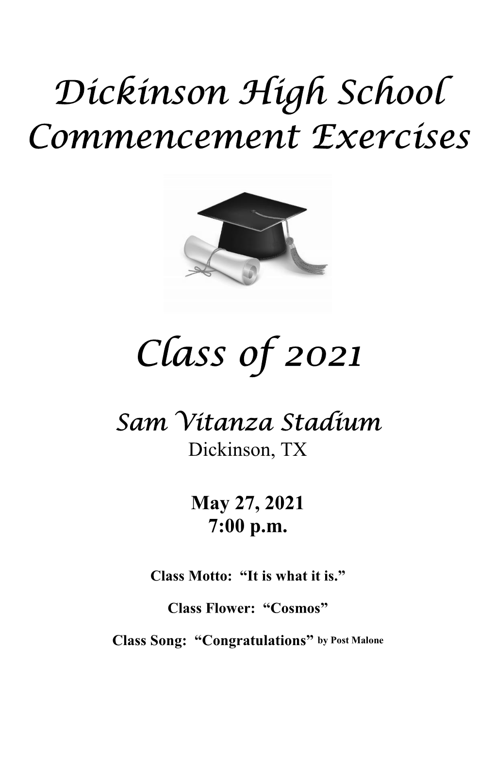 Class of 2021 Graduation Program