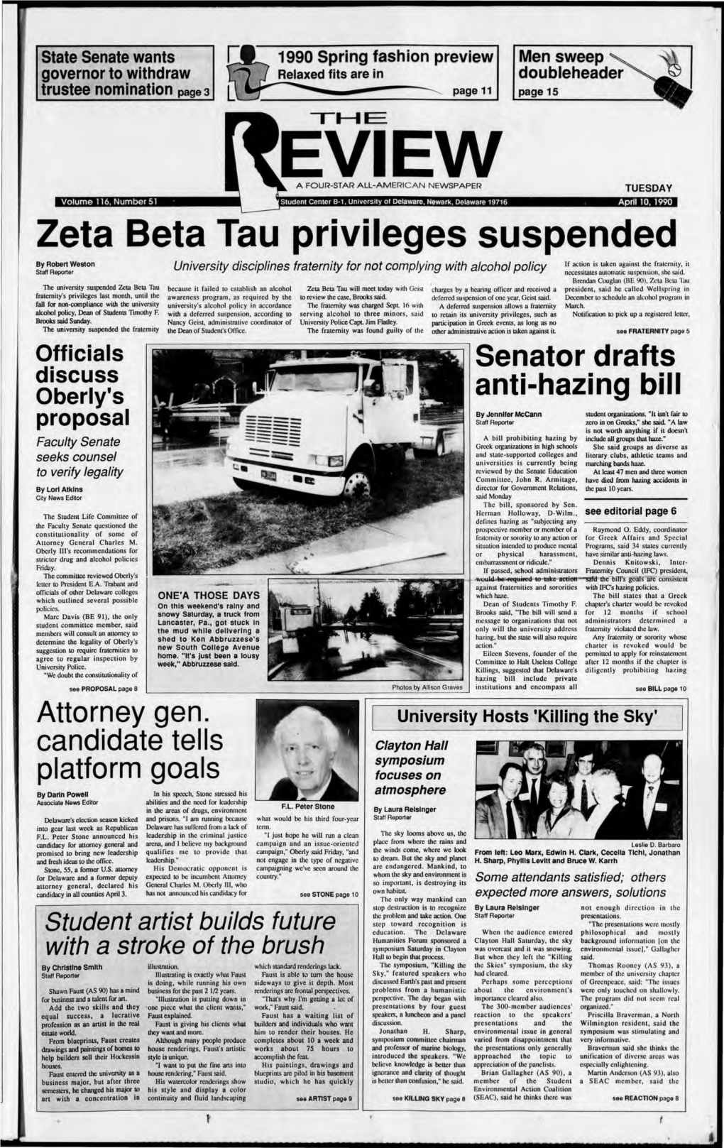 Zeta Beta Tau Privileges Suspended