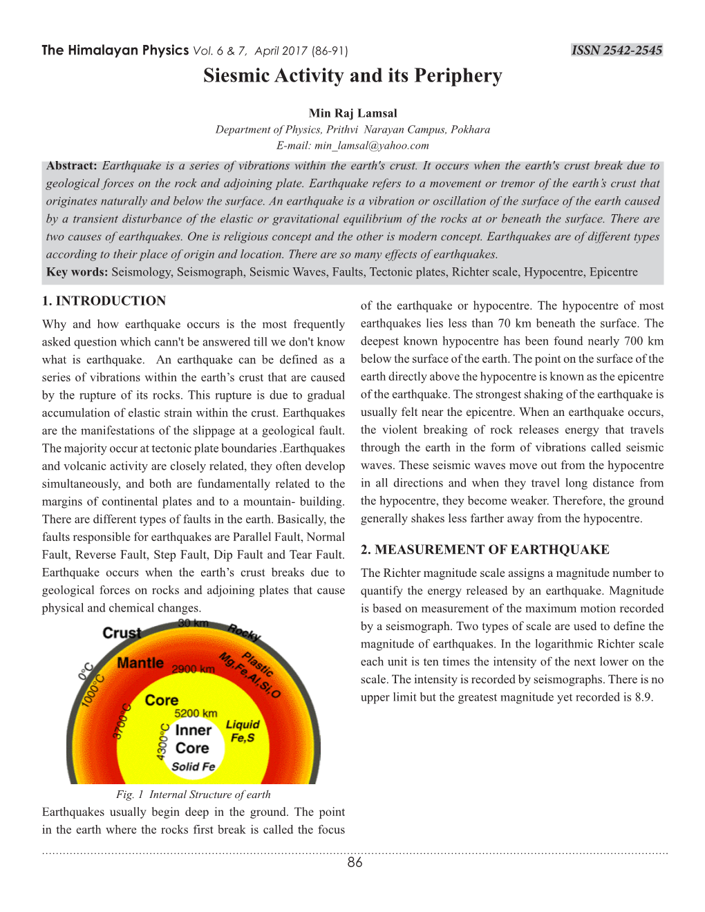 Siesmic Activity and Its Periphery