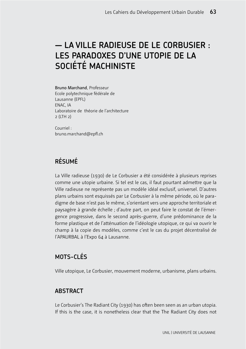 La Ville Radieuse De Le Corbusier : Les Paradoxes D'une Utopie De