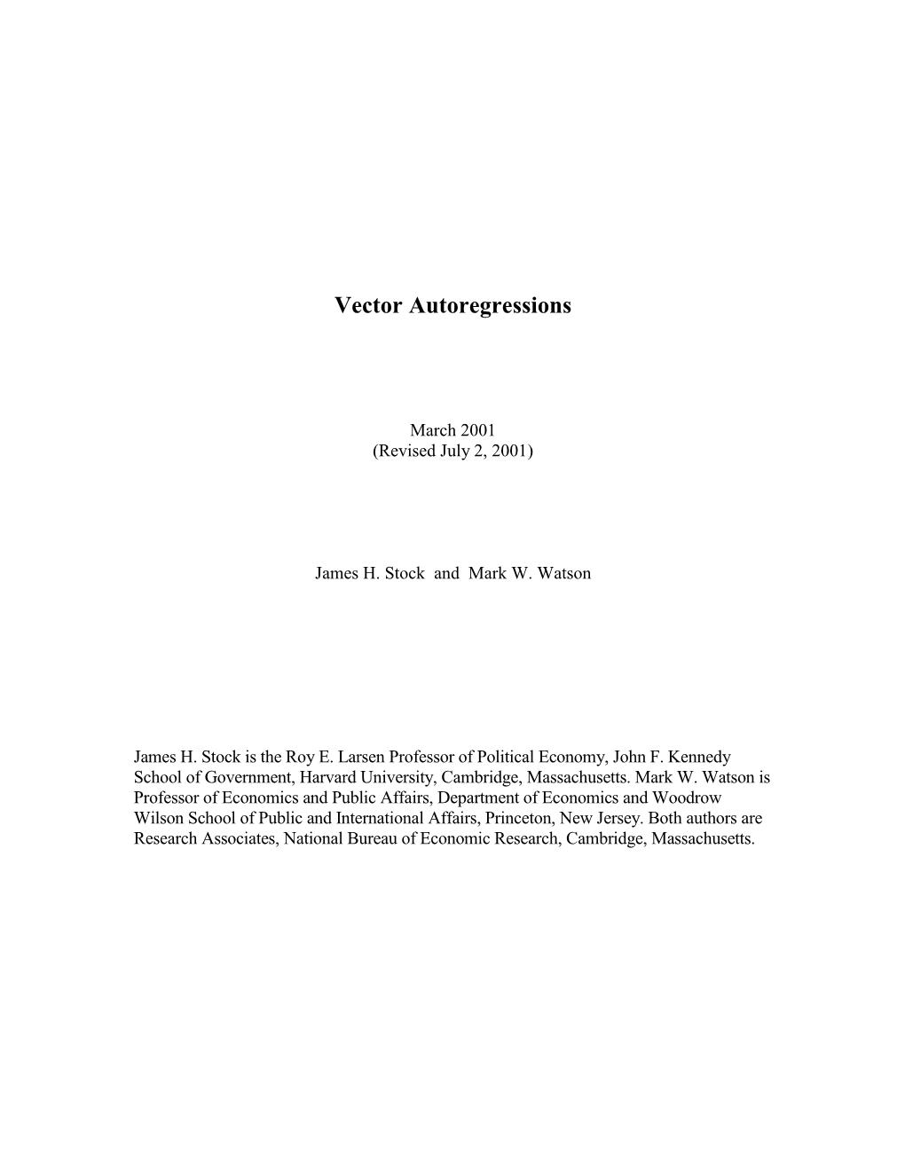 Vector Autoregressions