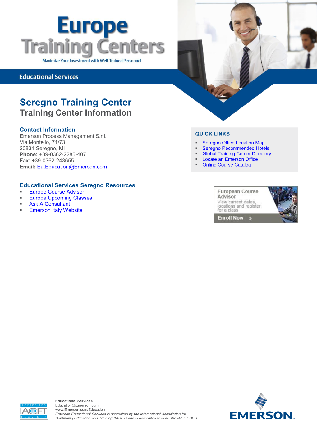 Seregno Training Center Training Center Information