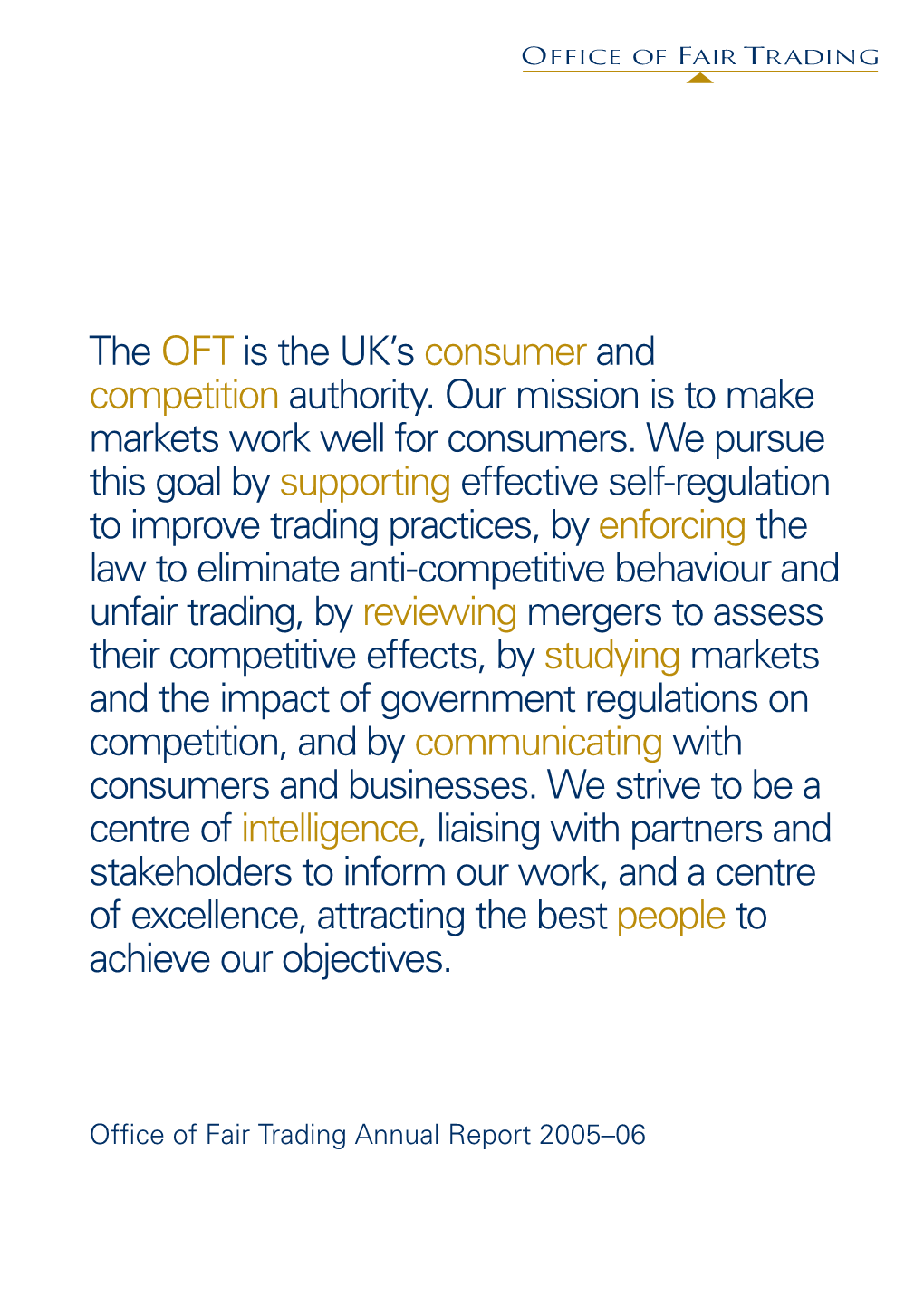 Office of Fair Trading Annual Report 2005Â