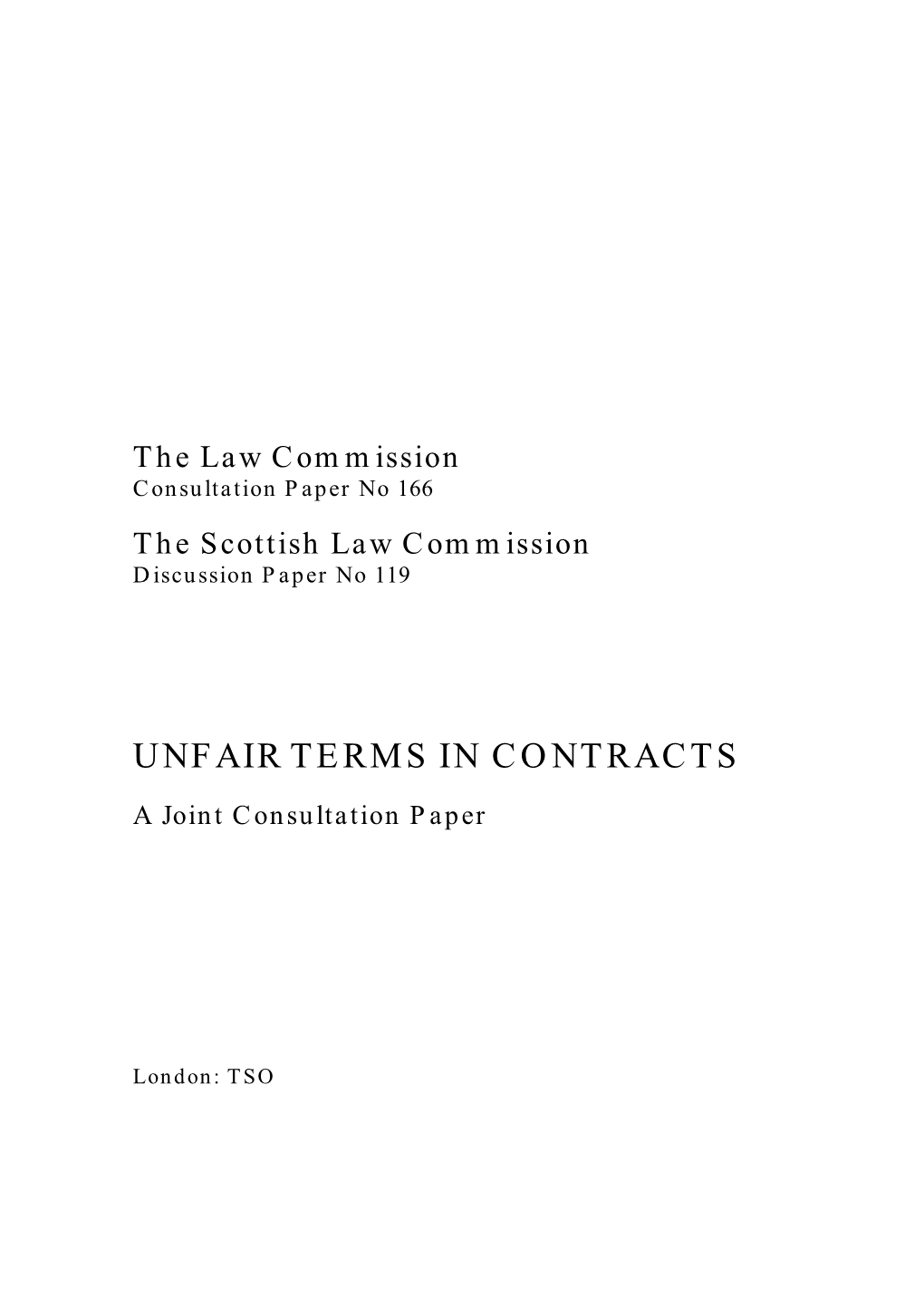 Unfair Terms in Contracts Consultation