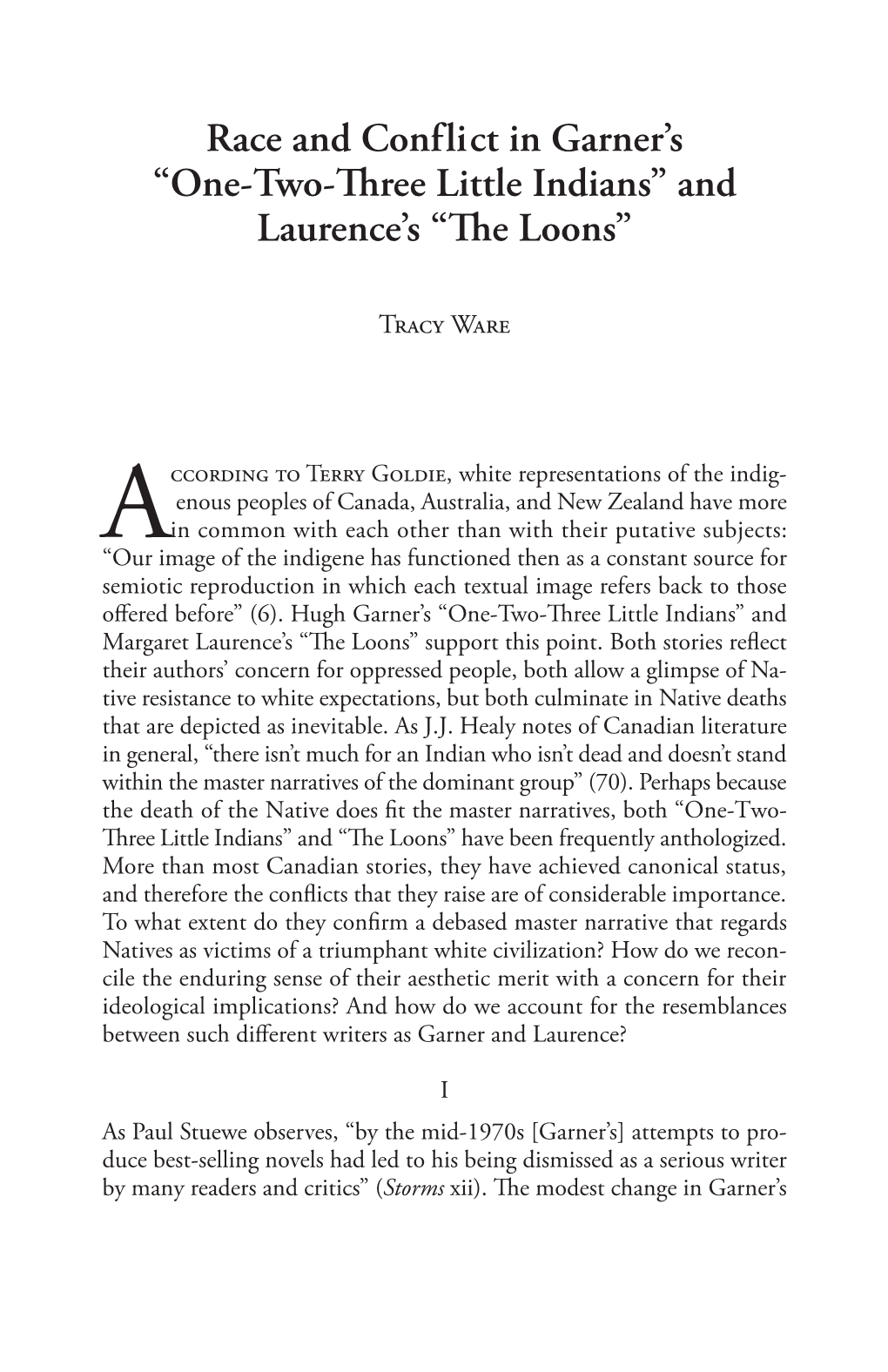 Race and Conflict in Garner's “One-Two-Three Little Indians” And