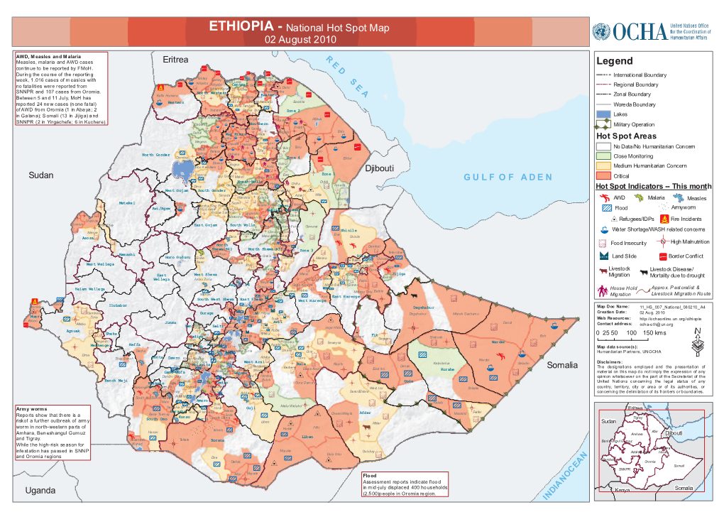 ETHIOPIA - National Hot Spot Map 02 August 2010