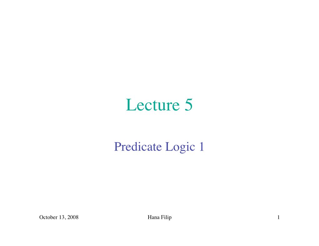 Predicate Logic 1