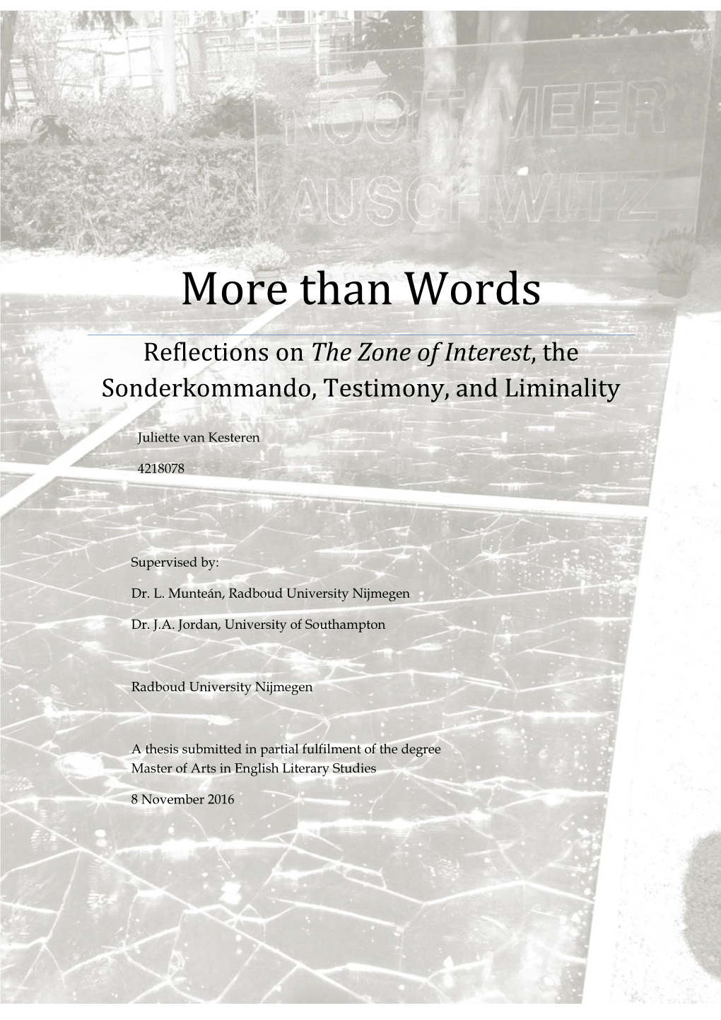 More Than Words Reflections on the Zone of Interest, the Sonderkommando, Testimony, and Liminality