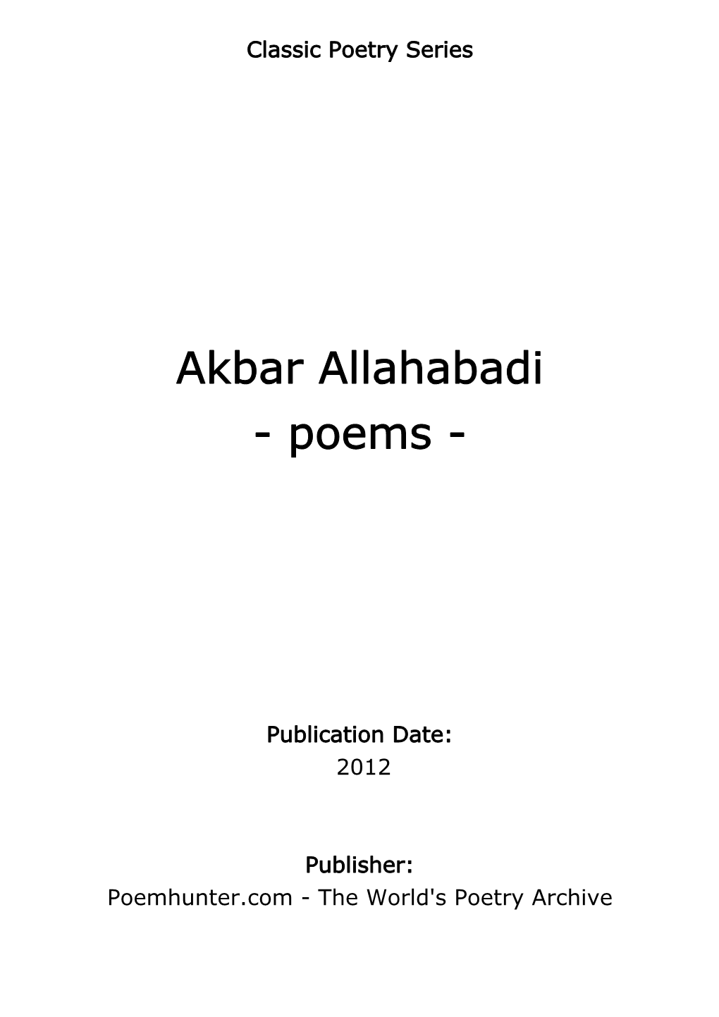 Akbar Allahabadi - Poems