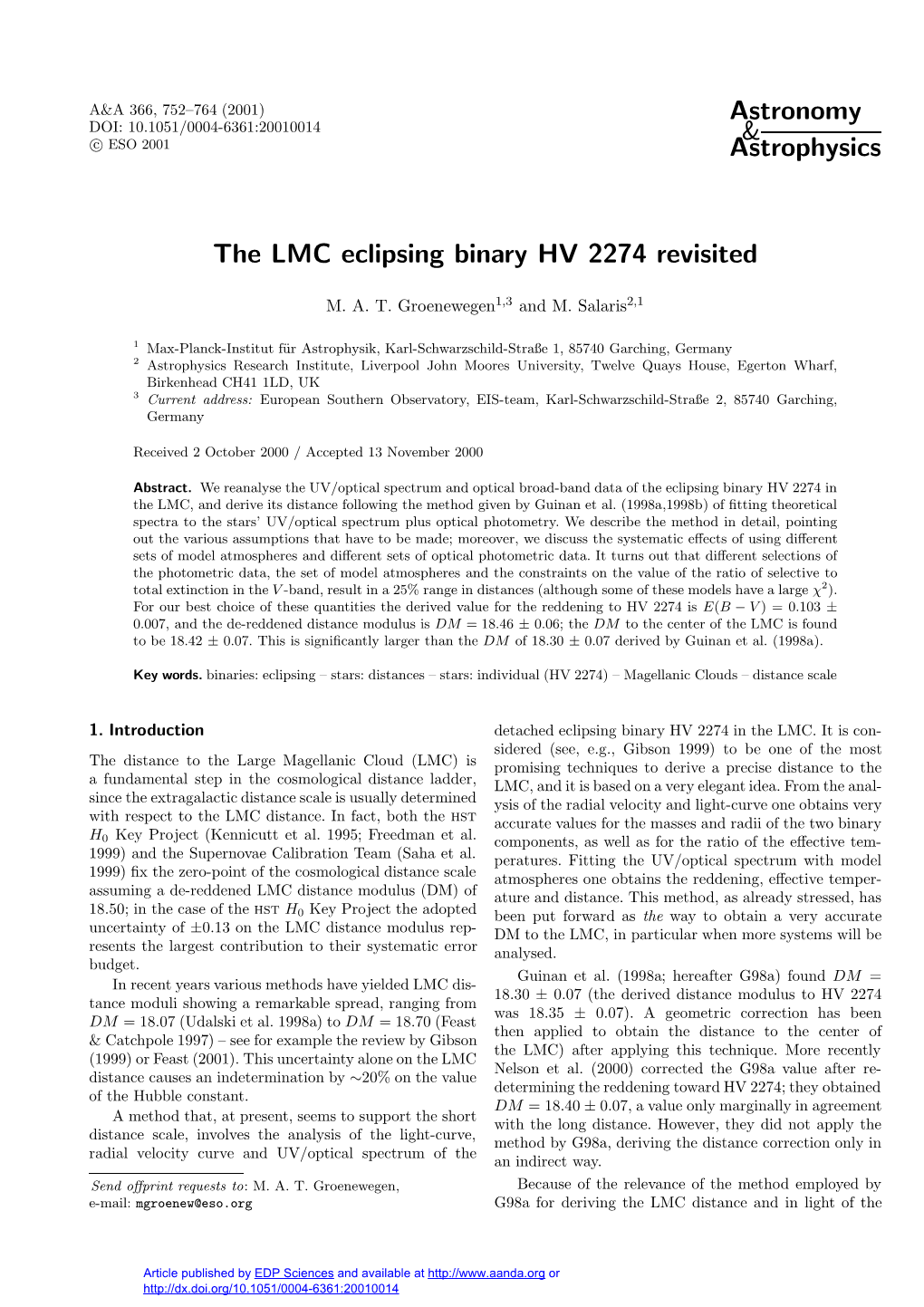 The LMC Eclipsing Binary HV 2274 Revisited