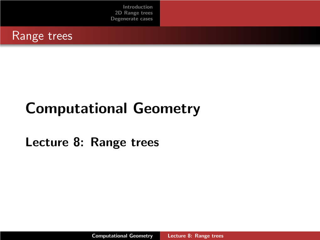 Lecture 8: Range Trees