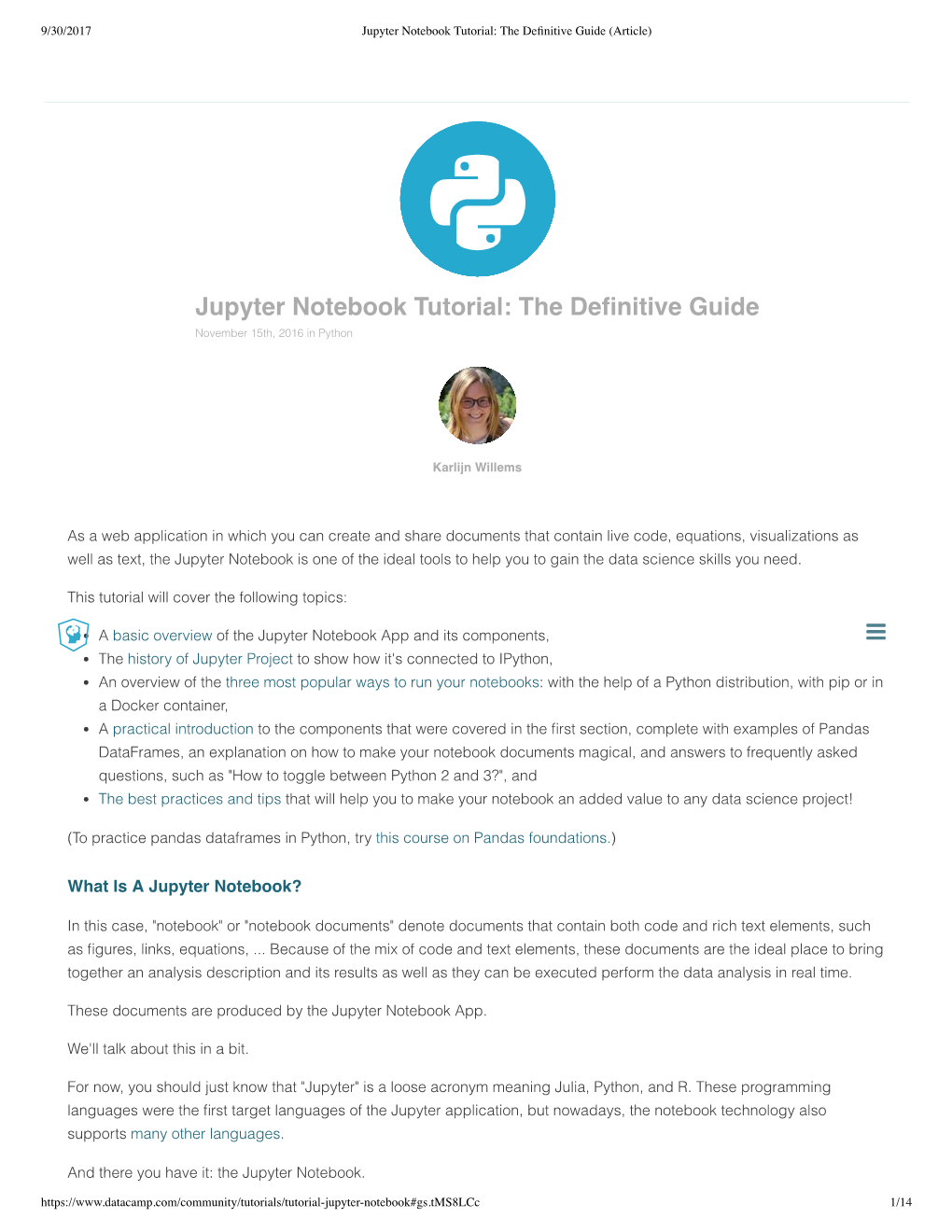 Jupyter Notebook Tutorial: the Definitive Guide