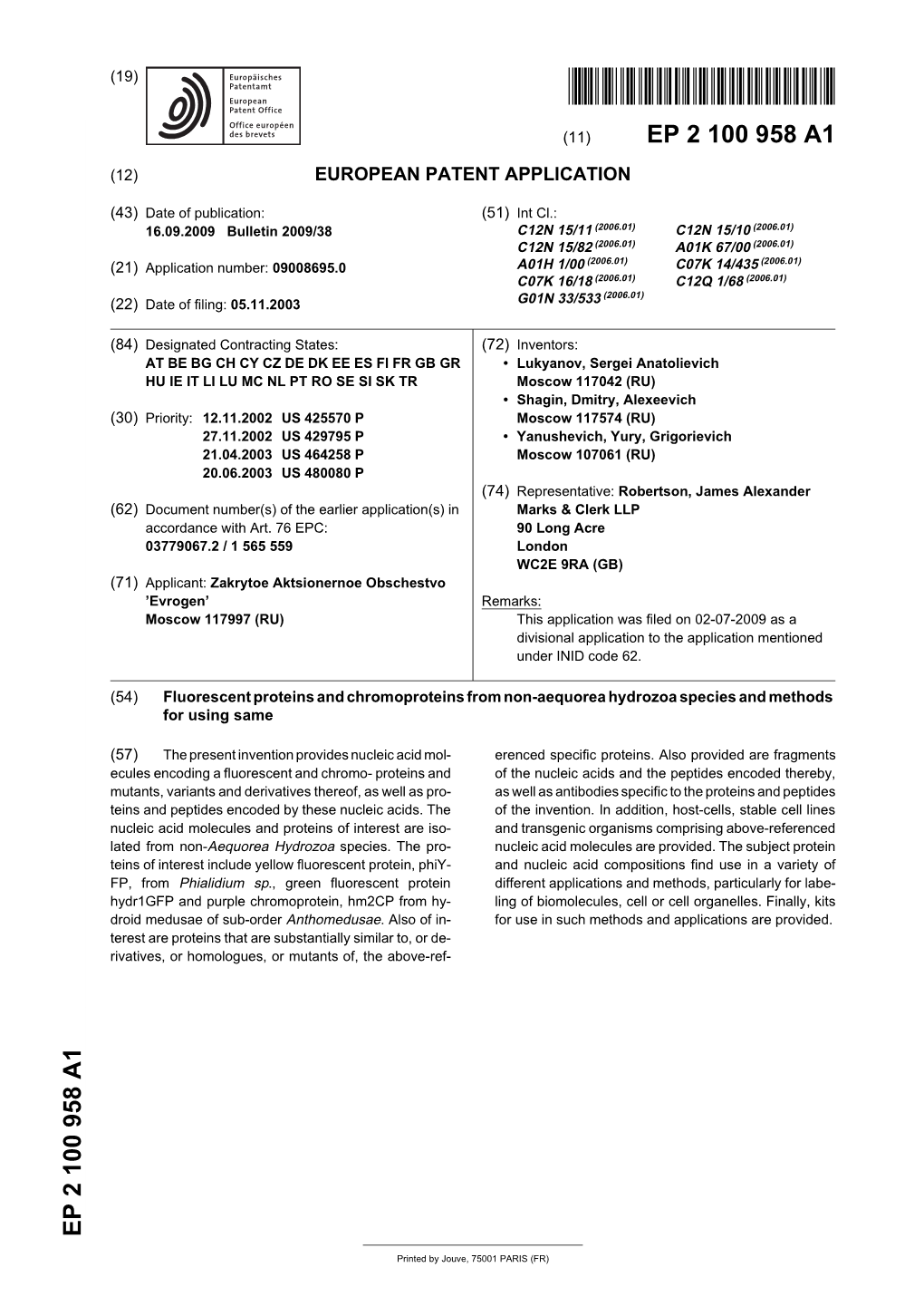 Fluorescent Proteins and Chromoproteins from Non-Aequorea