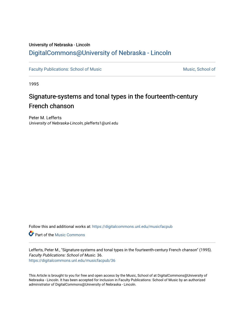 Signature-Systems and Tonal Types in the Fourteenth-Century French Chanson