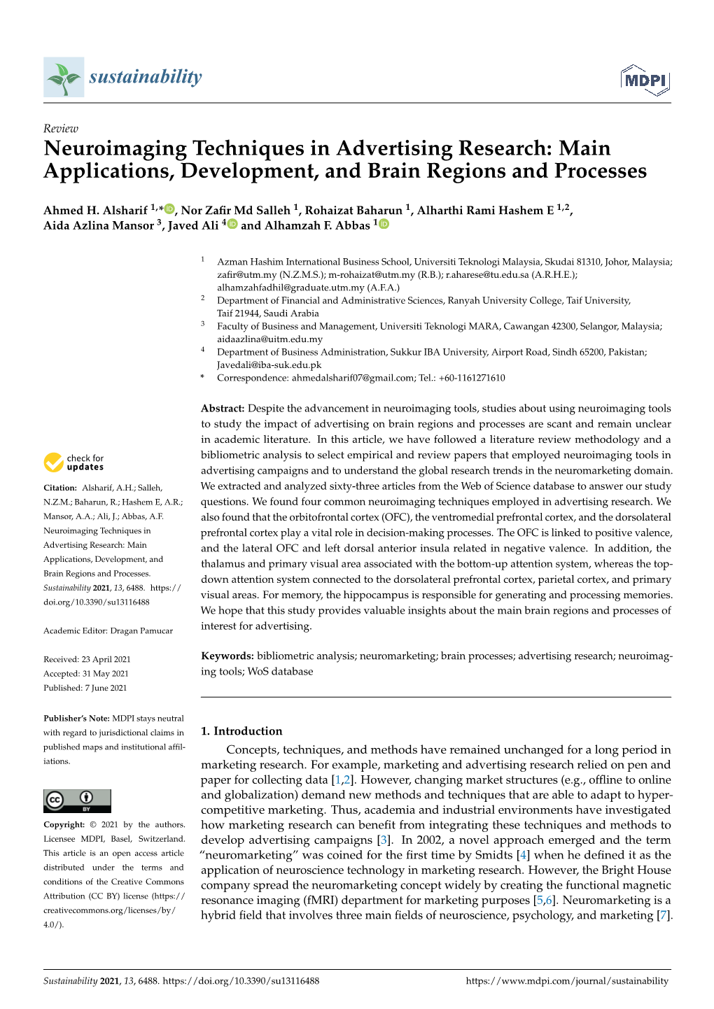 Neuroimaging Techniques in Advertising Research: Main Applications, Development, and Brain Regions and Processes