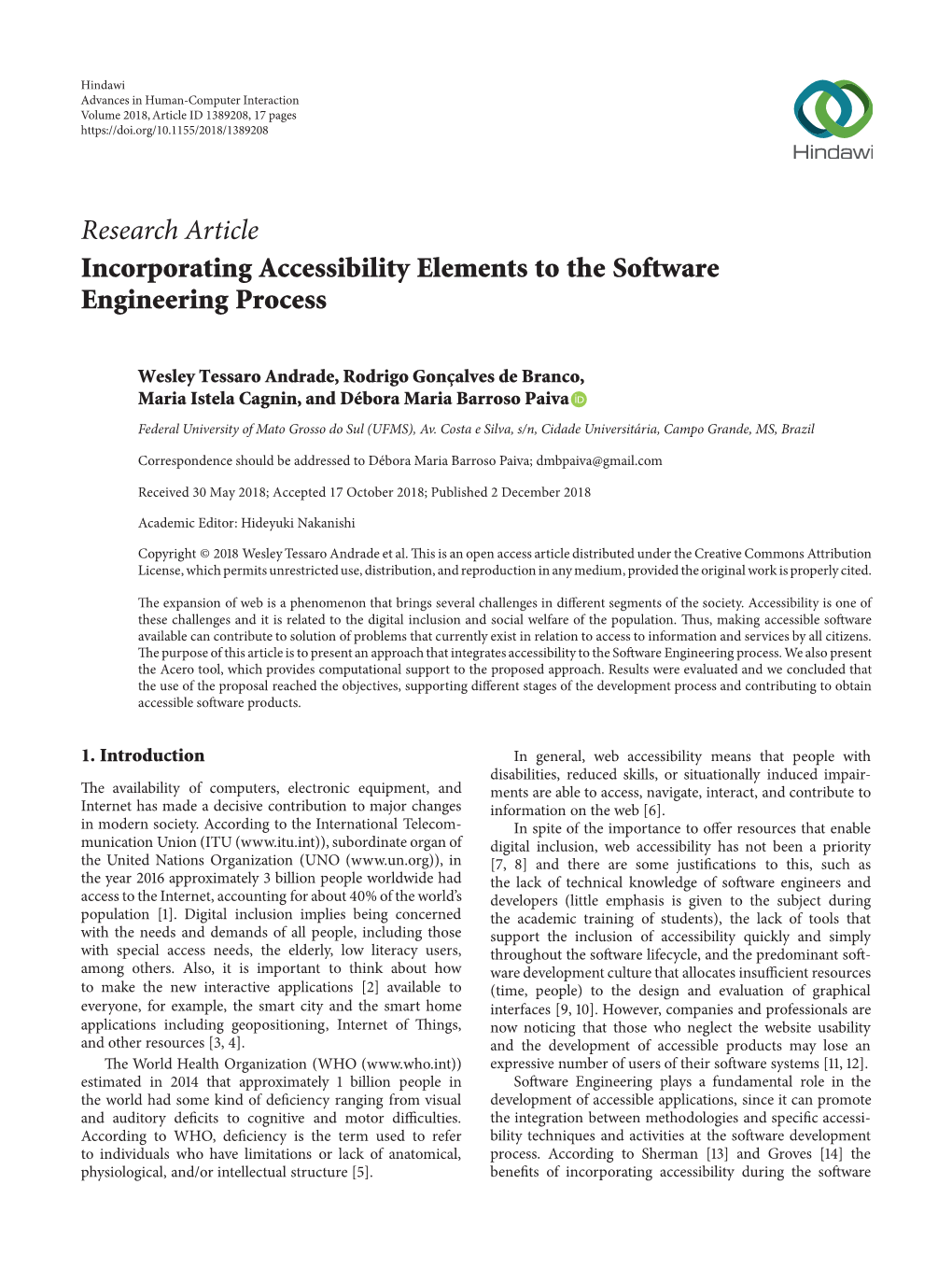 Incorporating Accessibility Elements to the Software Engineering Process