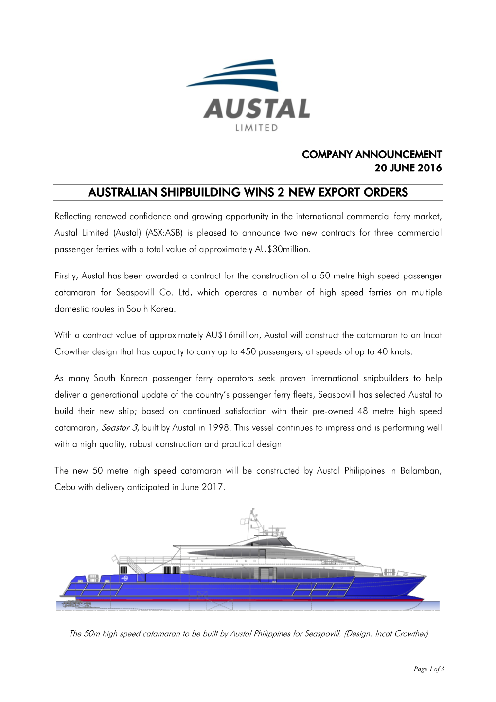 Australian Shipbuilding Wins 2 New Export Orders