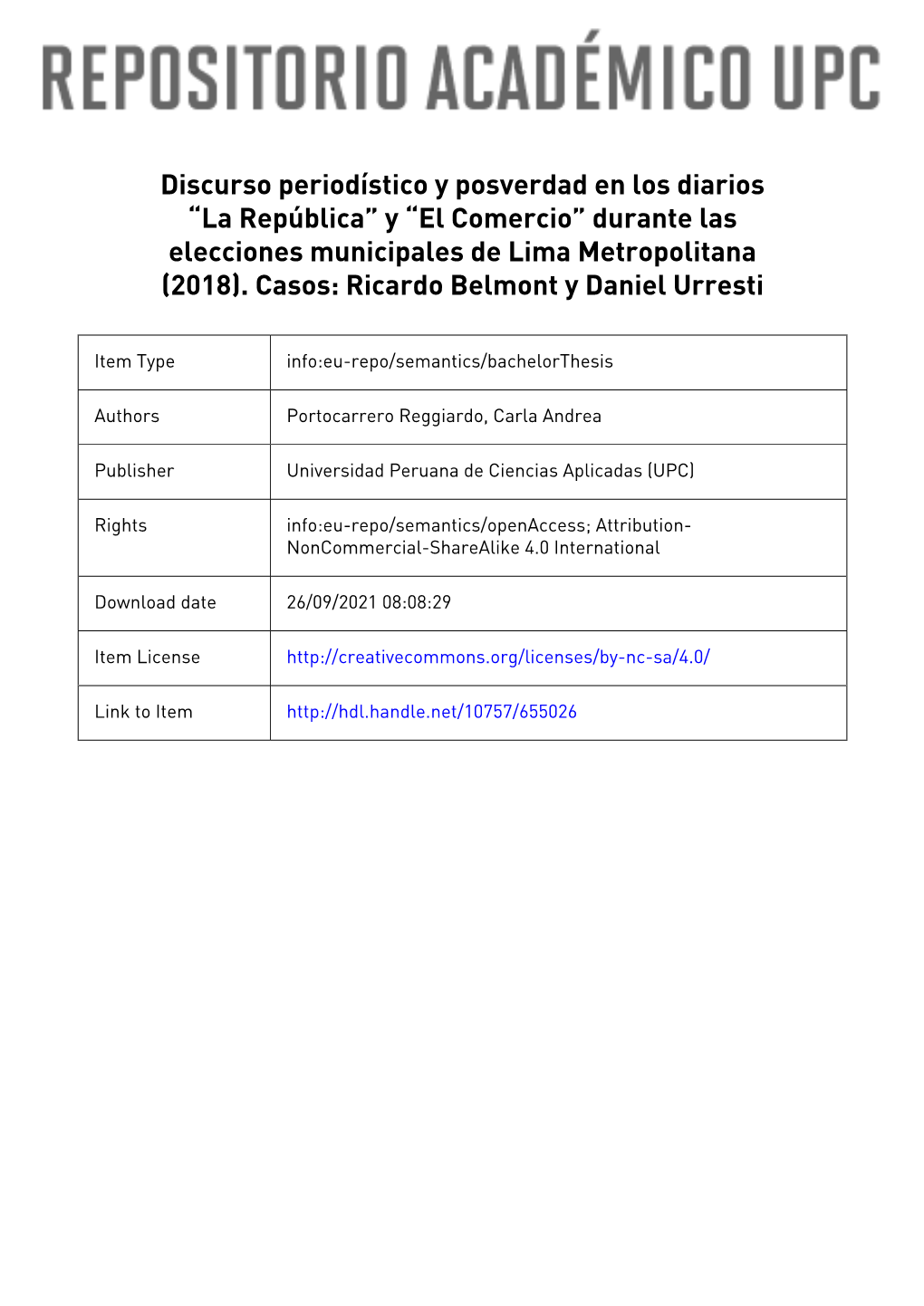 UNIVERSIDAD PERUANA DE CIENCIAS APLICADAS FACULTAD DE COMUNICACIONES PROGRAMA ACADÉMICO DE COMUNICACIÓN Y PERIODISMO Discurso