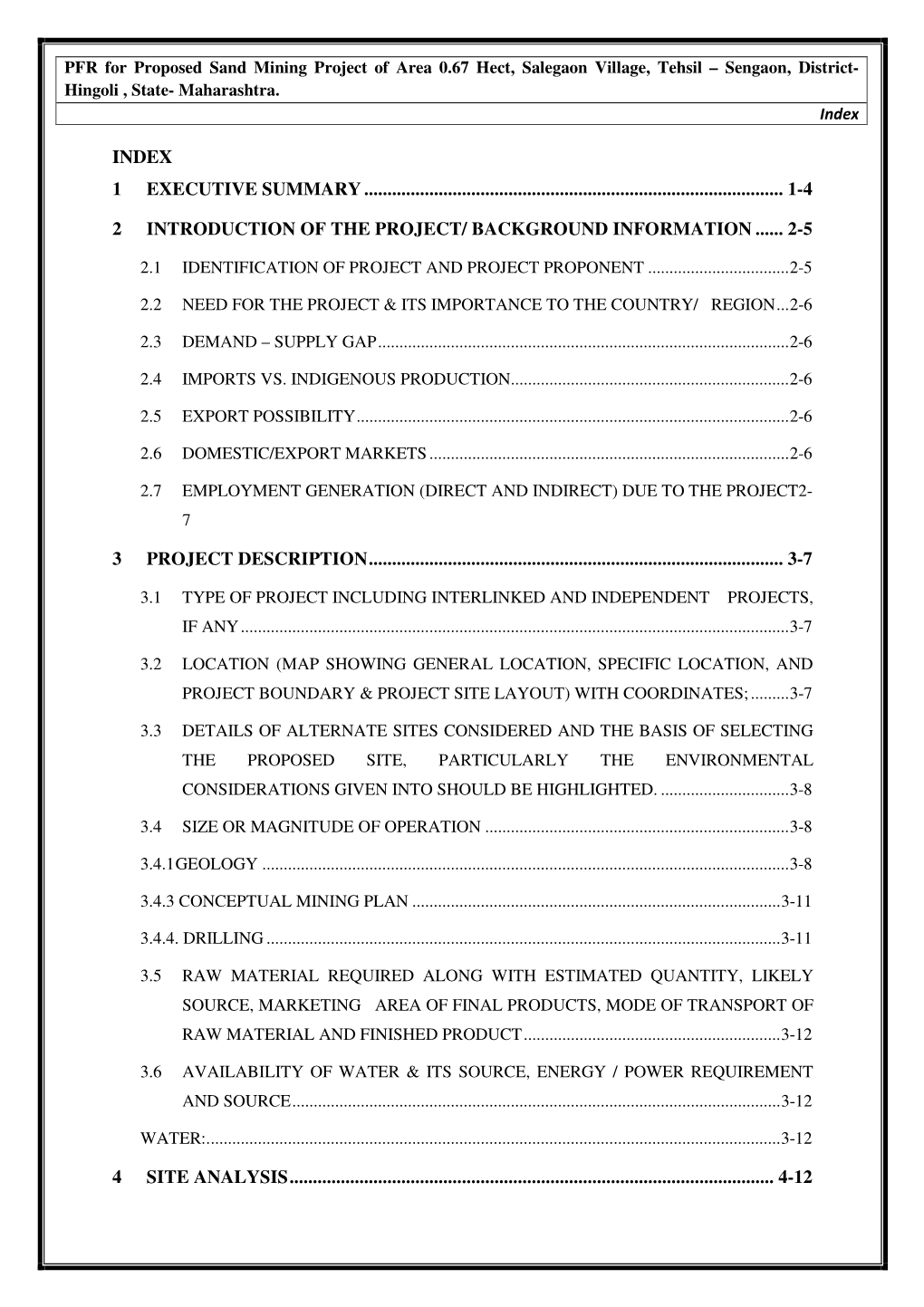 Index 1 Executive Summary