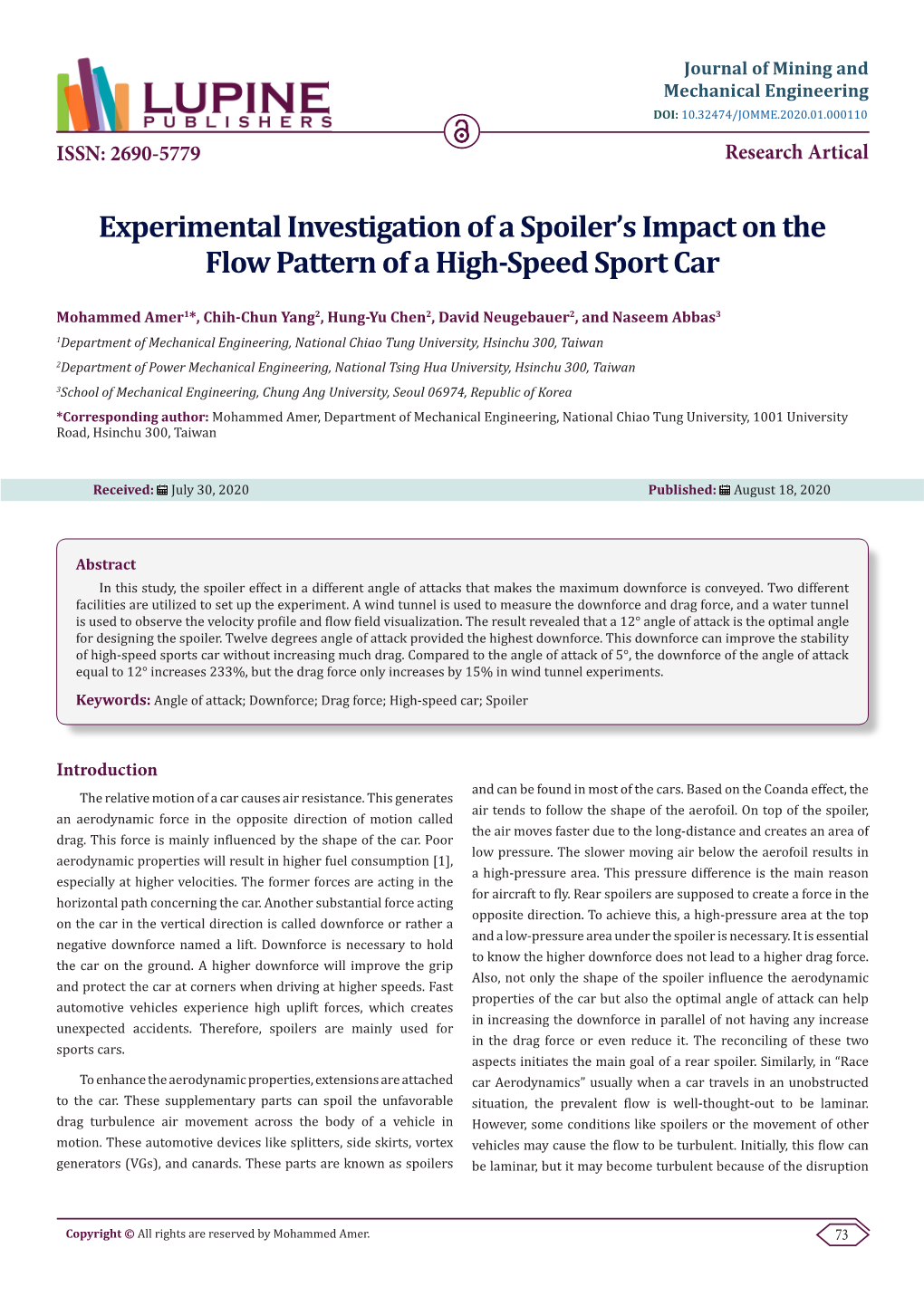 Experimental Investigation of a Spoiler's Impact on the Flow Pattern