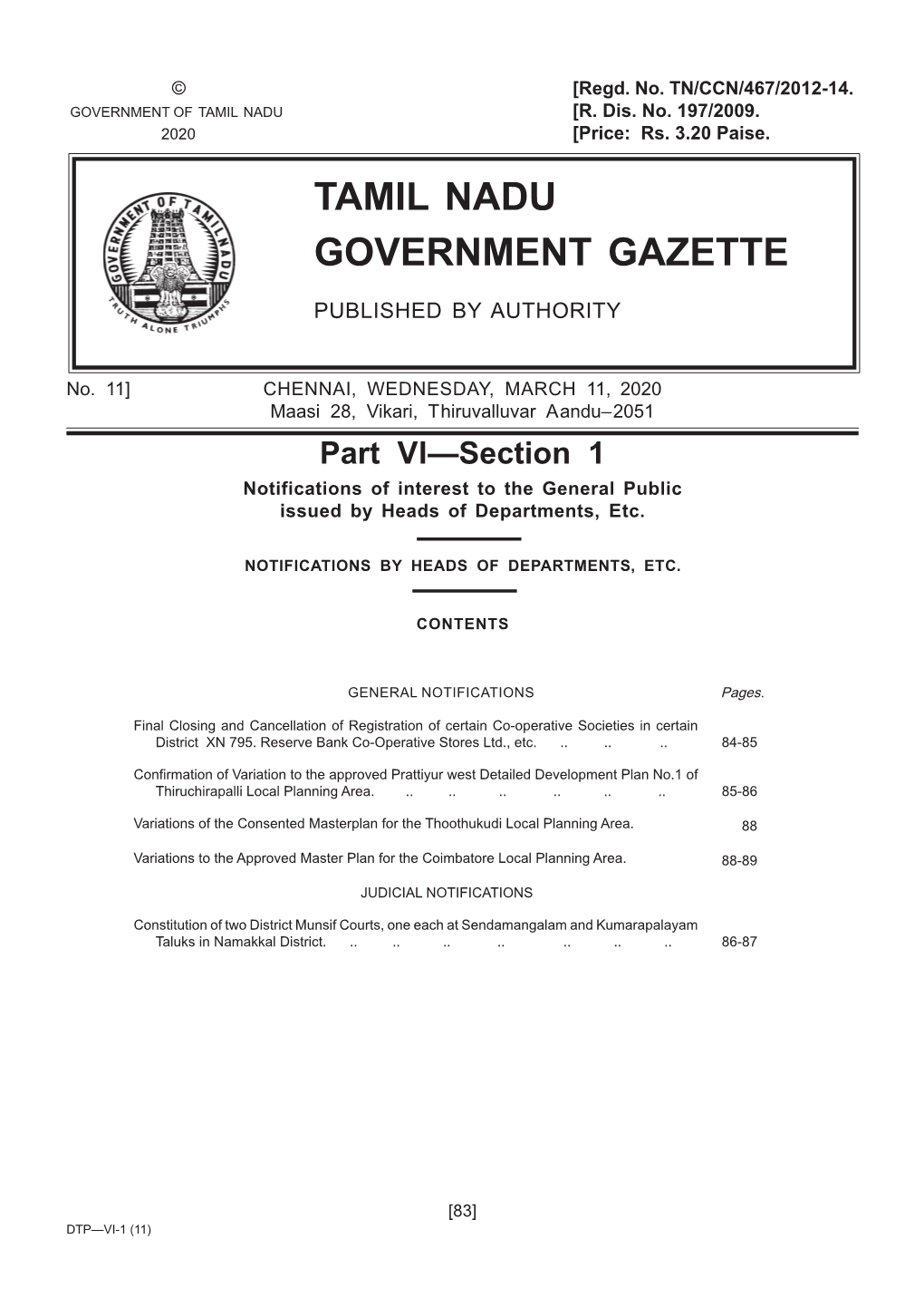 Tamil Nadu Government Gazette