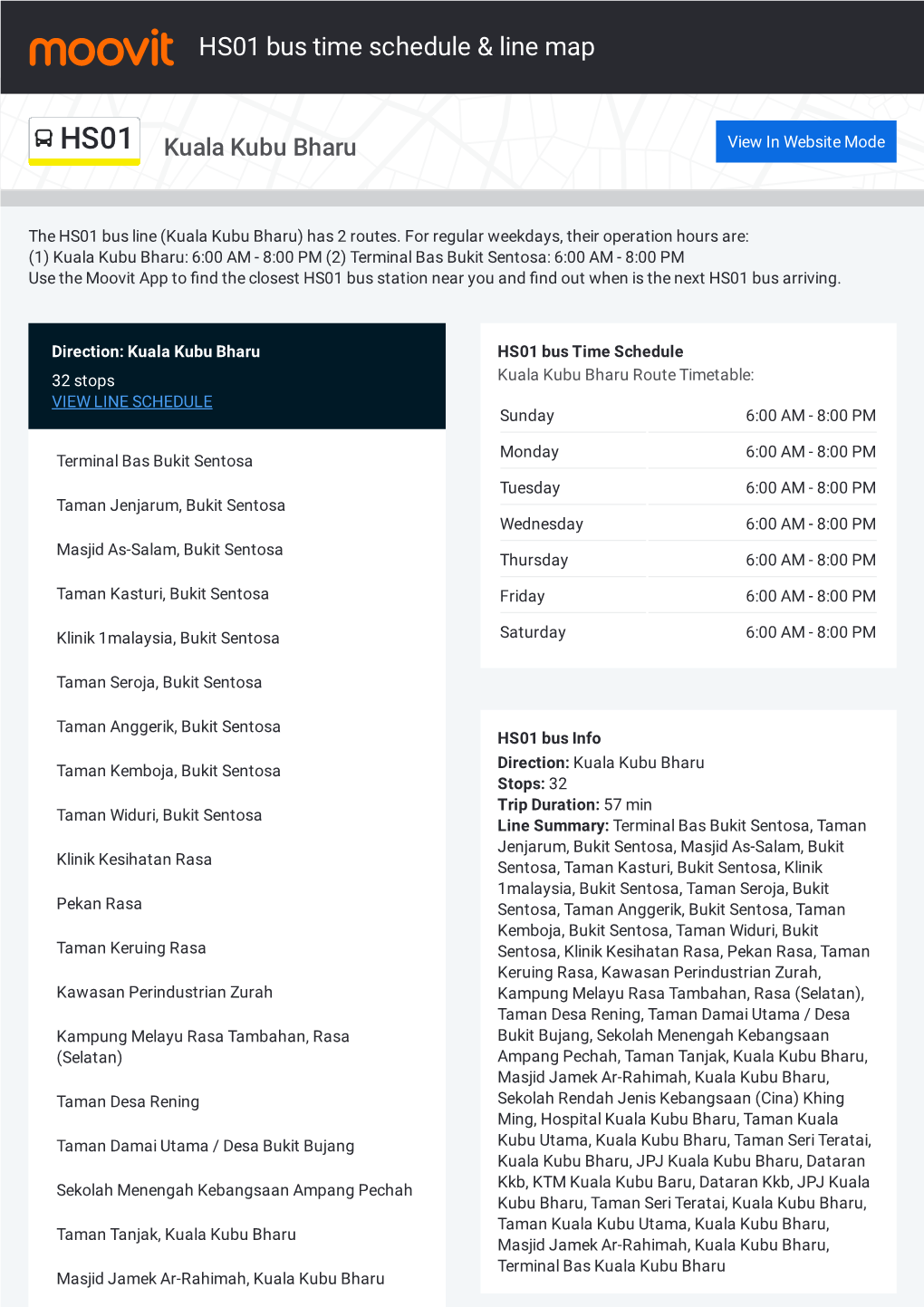 HS01 Bus Time Schedule & Line Route