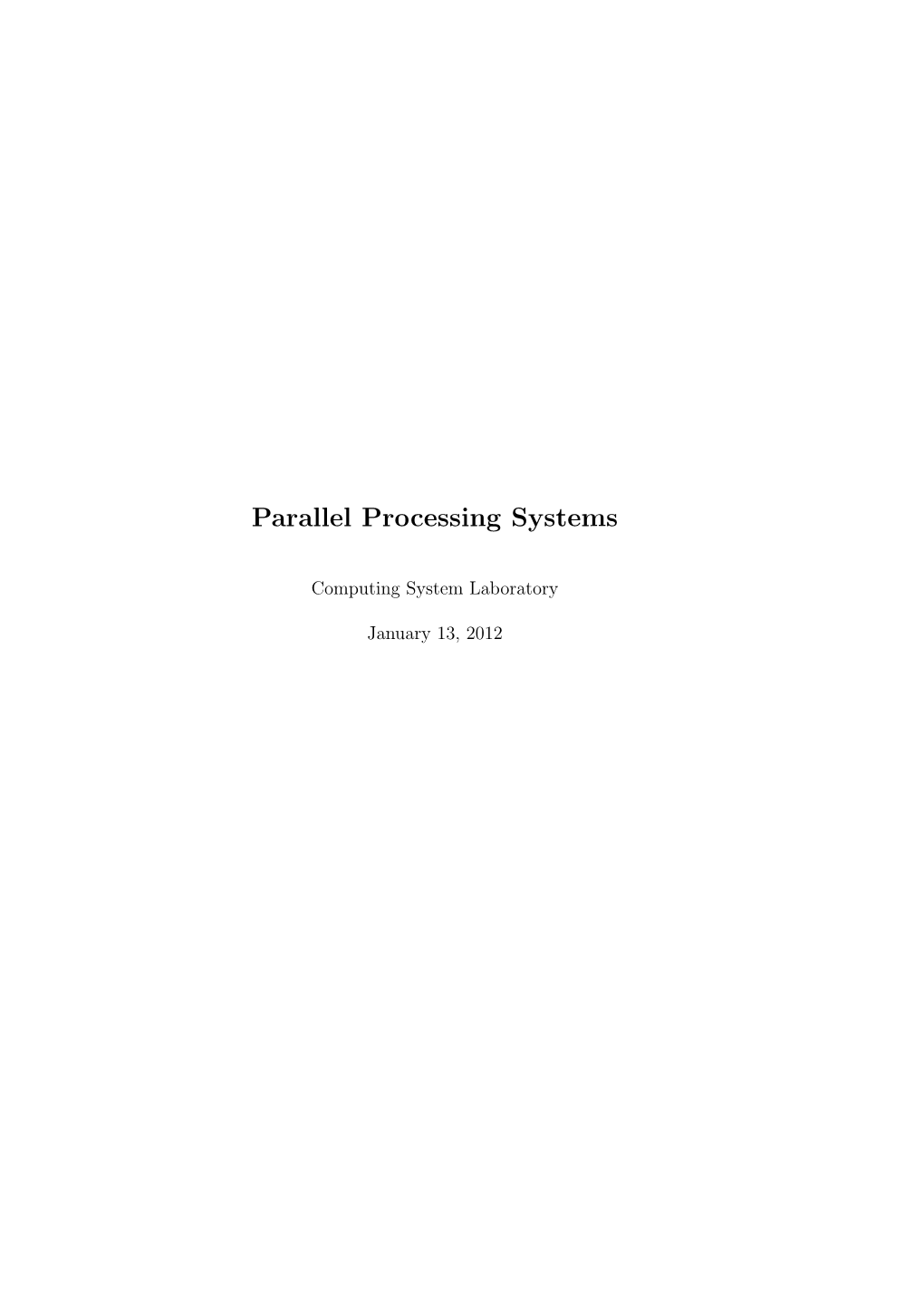 Parallel Processing Systems