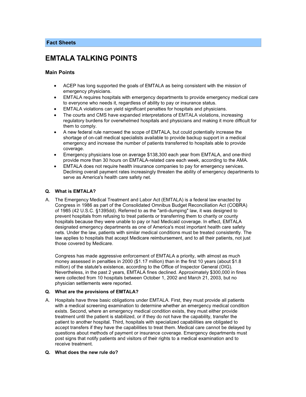 Emtala Talking Points