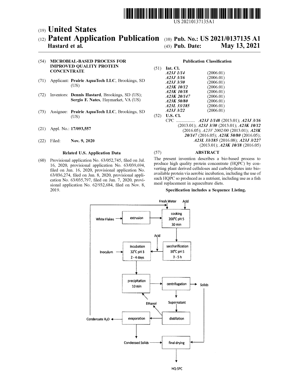 ( 12 ) Patent Application Publication ( 10 ) Pub . No .: US 2021/0137135 A1 Hastard Et Al