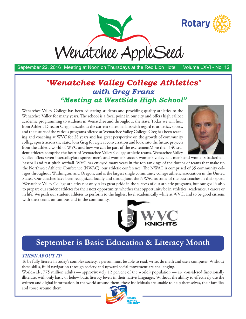 Wenatchee Valley College Athletics" with Greg Franz “Meeting at Westside High School”