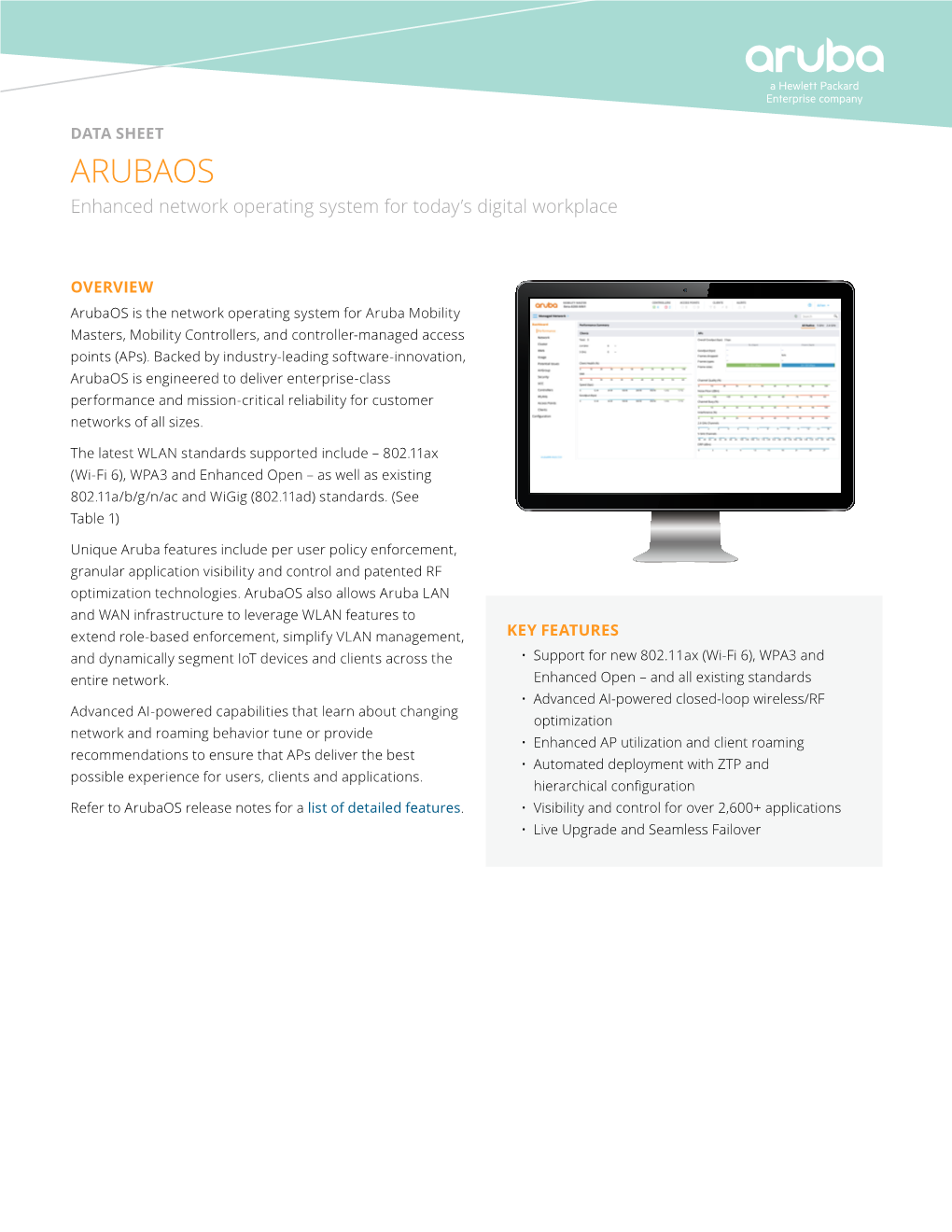 ARUBAOS Enhanced Network Operating System for Today’S Digital Workplace