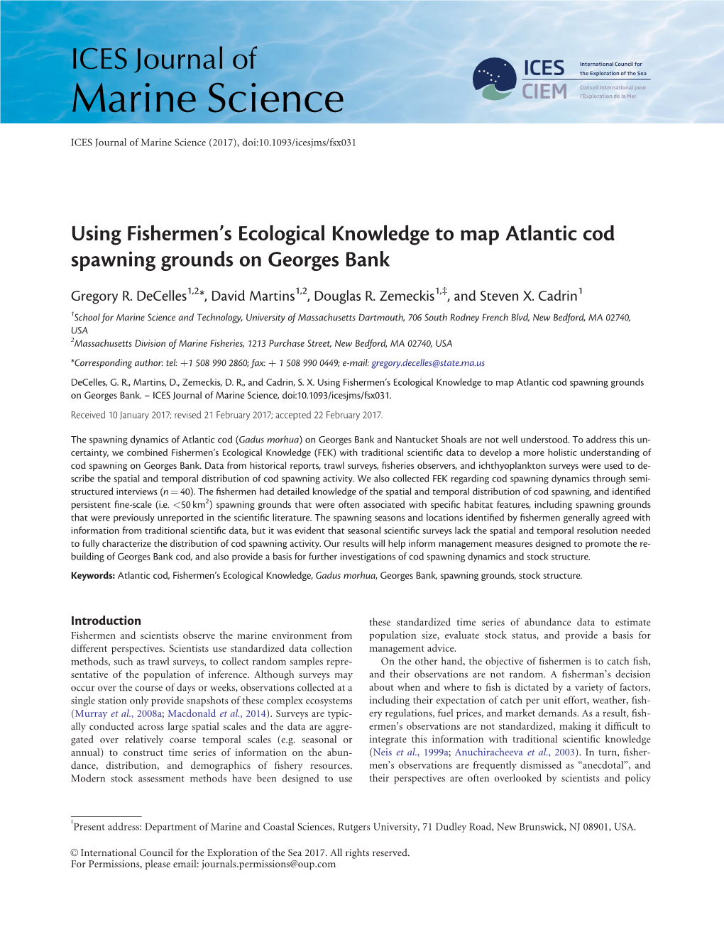 Using Fishermen's Ecological Knowledge to Map Atlantic Cod
