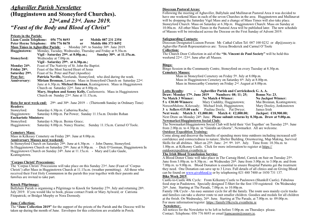 Aghaviller Parish Newsletter (Hugginstown