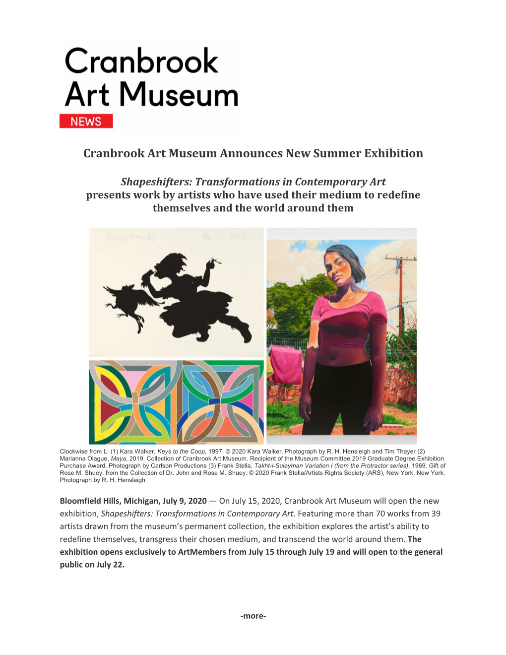 Cranbrook Art Museum Announces New Summer Exhibition