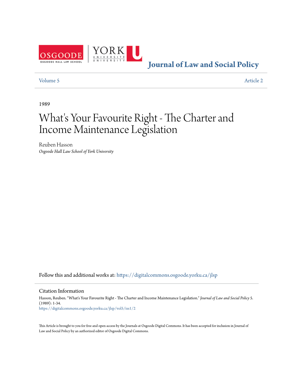 The Charter and Income Maintenance Legislation