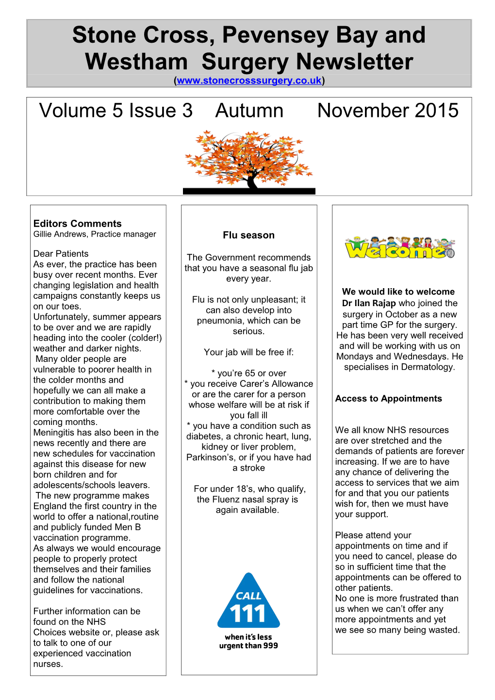 Stone Cross, Pevensey Bay and Westham Surgery Newsletter