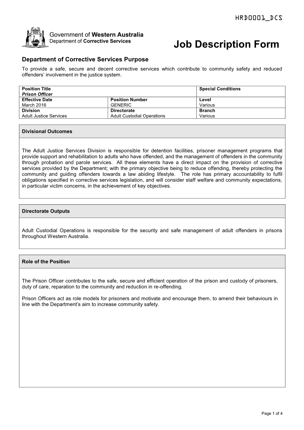 Job Description Form